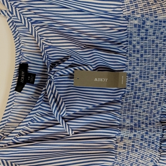 J Crew Smoked waist Pleated Dress in Stripe - Picture 10 of 16